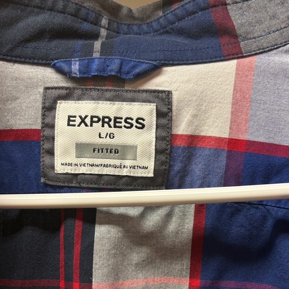 Express Men's Plaid Shirt Jacket in Blue and Red - Picture 3 of 3